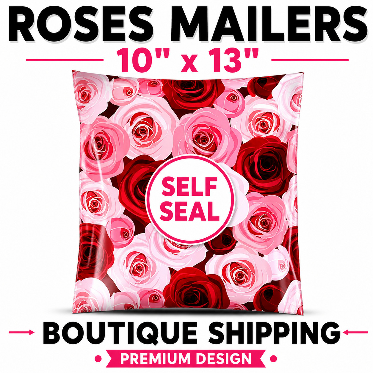 Roses Poly Mailers 10×13 Designer Shipping Bags Self Seal Boutique Mailers