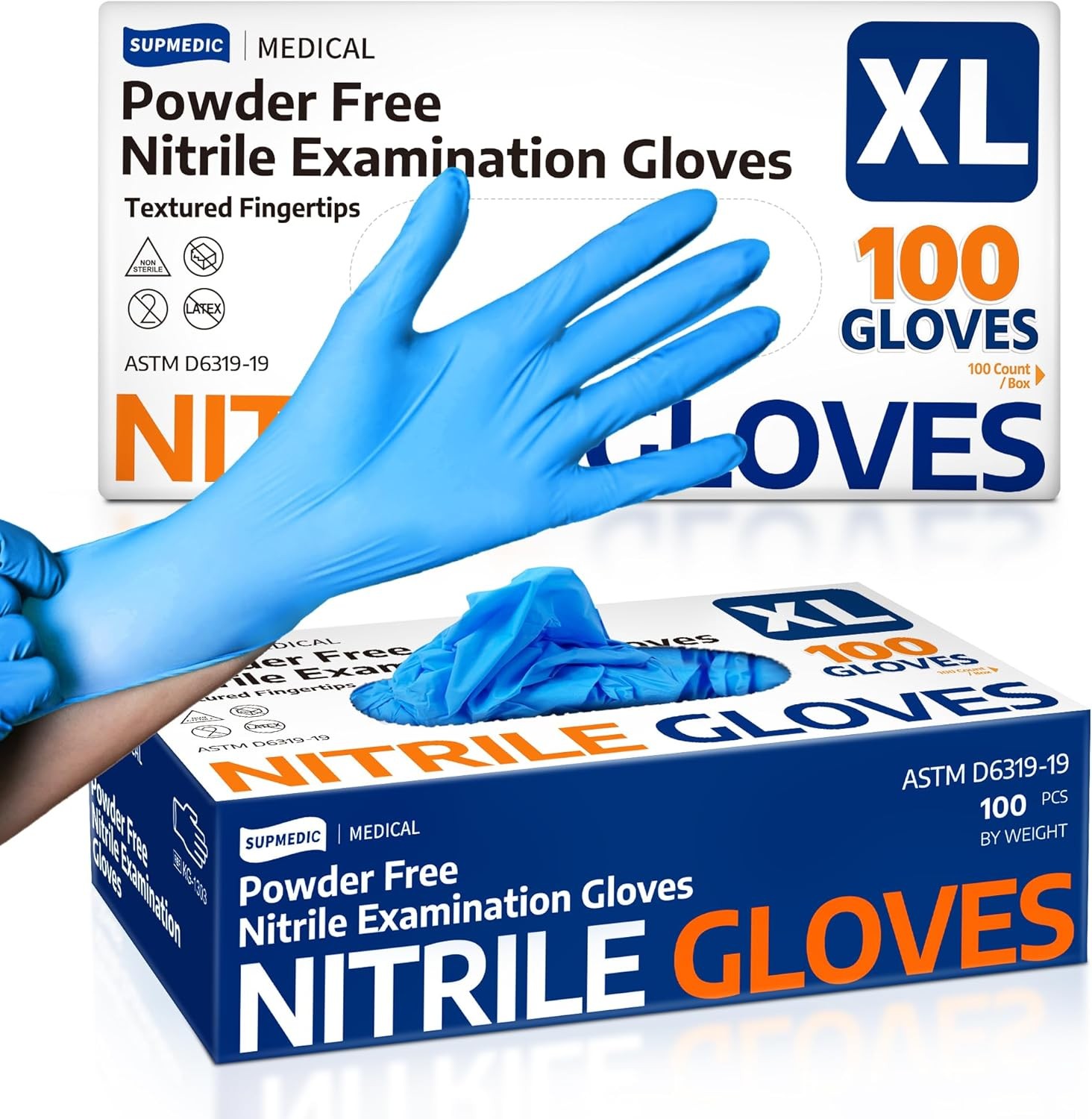 Medical Soft Max™ Nitrile Exam Gloves, 100 Count Latex Disposable Glove, Blue