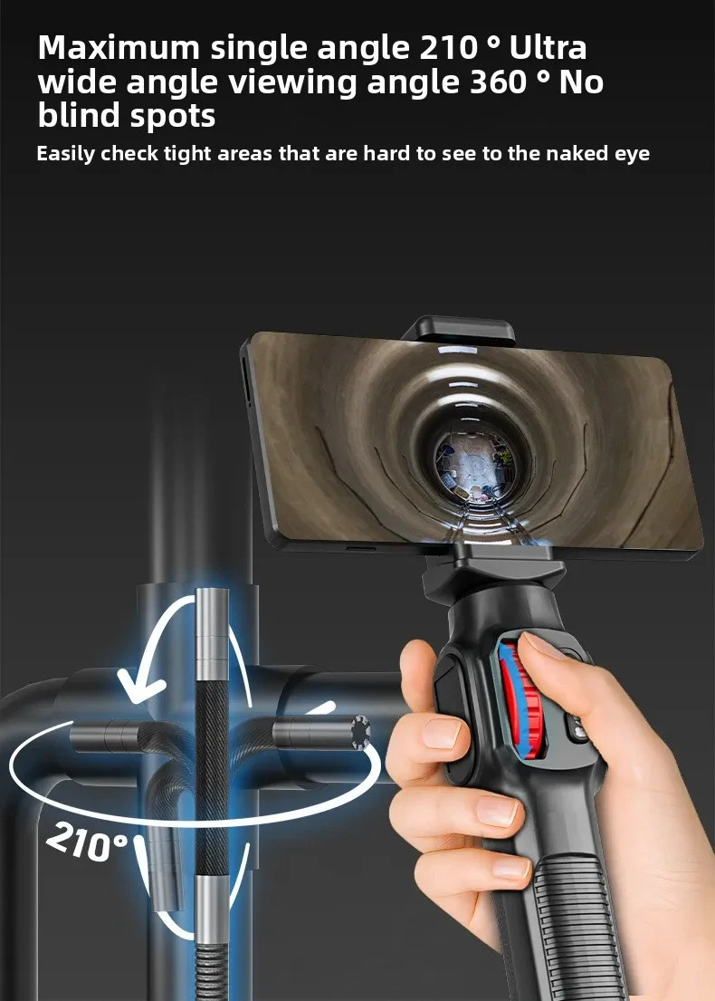 3.3ft Semi Rigid Endoscope 2-Way 180° Inspection Camera Articulating Borescope