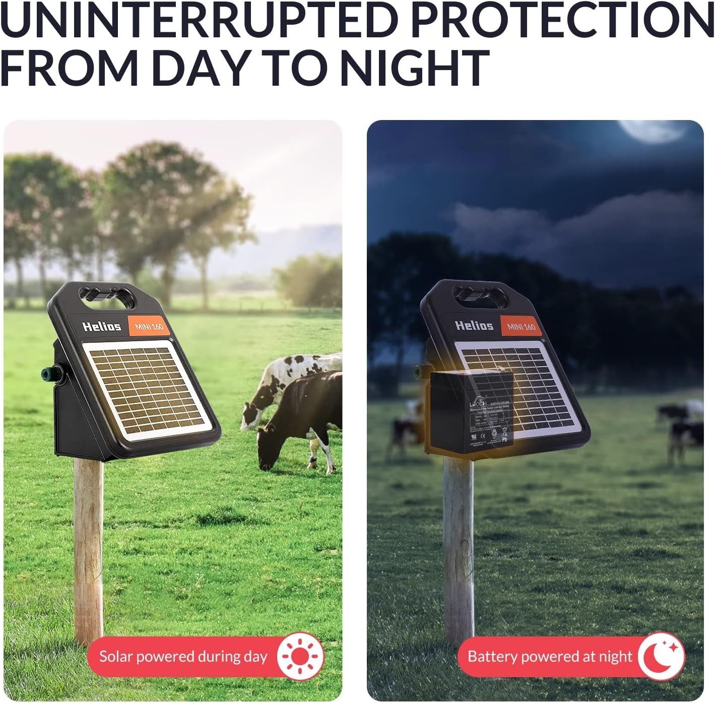 Powerful Solar Electric Fence Energizer, 10-Mile Range