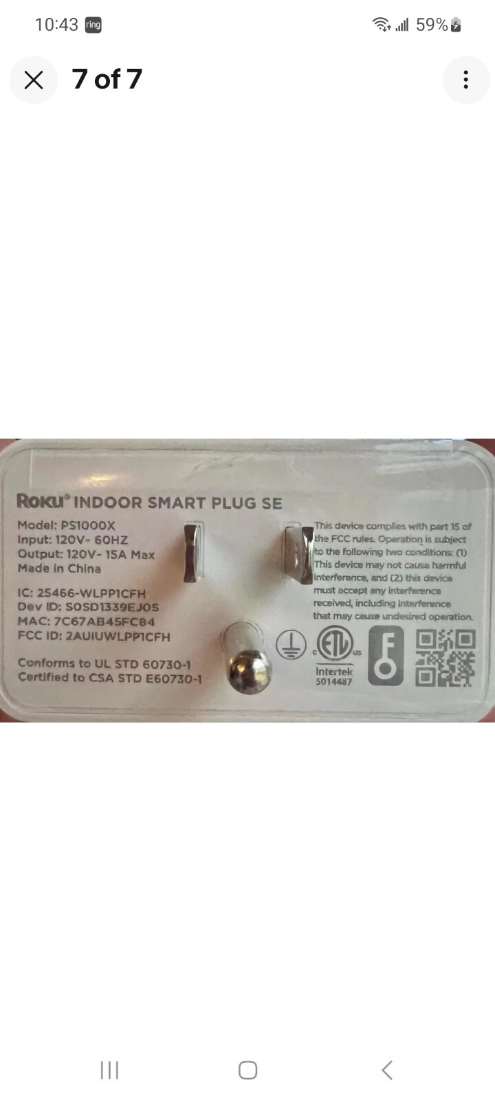 ROKU Model PS1000X Indoor Smart Plug SE 2 Pack