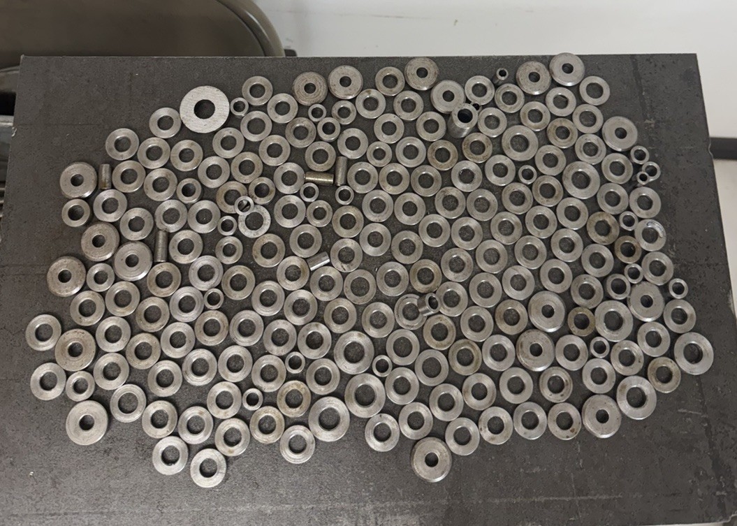 Mixed Steel Round Washers & Spacers – 5.50 LBS (195 PCS) – CNC Lathe Metal