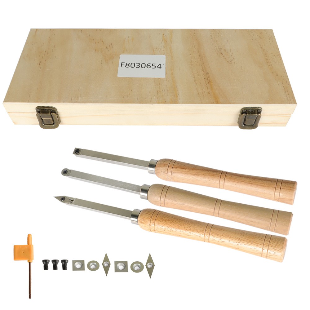 3 Piece Set Carbide Woodturning Tool Mini Size & Handles Fit For Turning Project