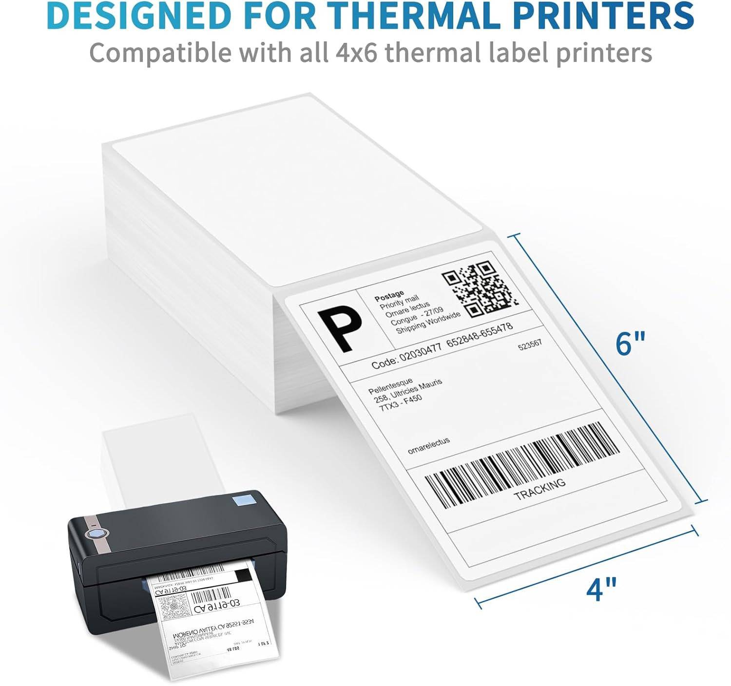 Fanfold 4 X 6 Direct Thermal Labels White Perforated Shipping Labels, 500Pcs …
