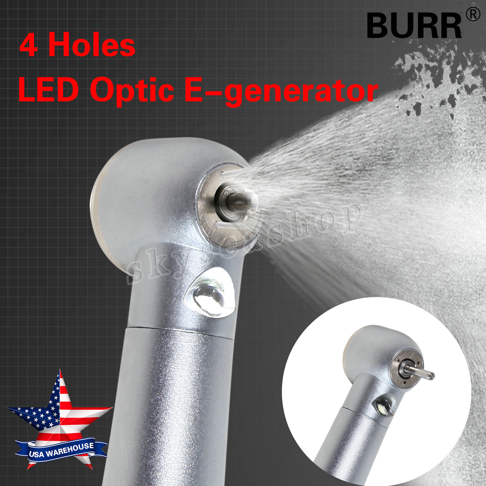 Dental 4 Hole LED E-generator Fiber Optic High Speed Handpieces NSK Style CE