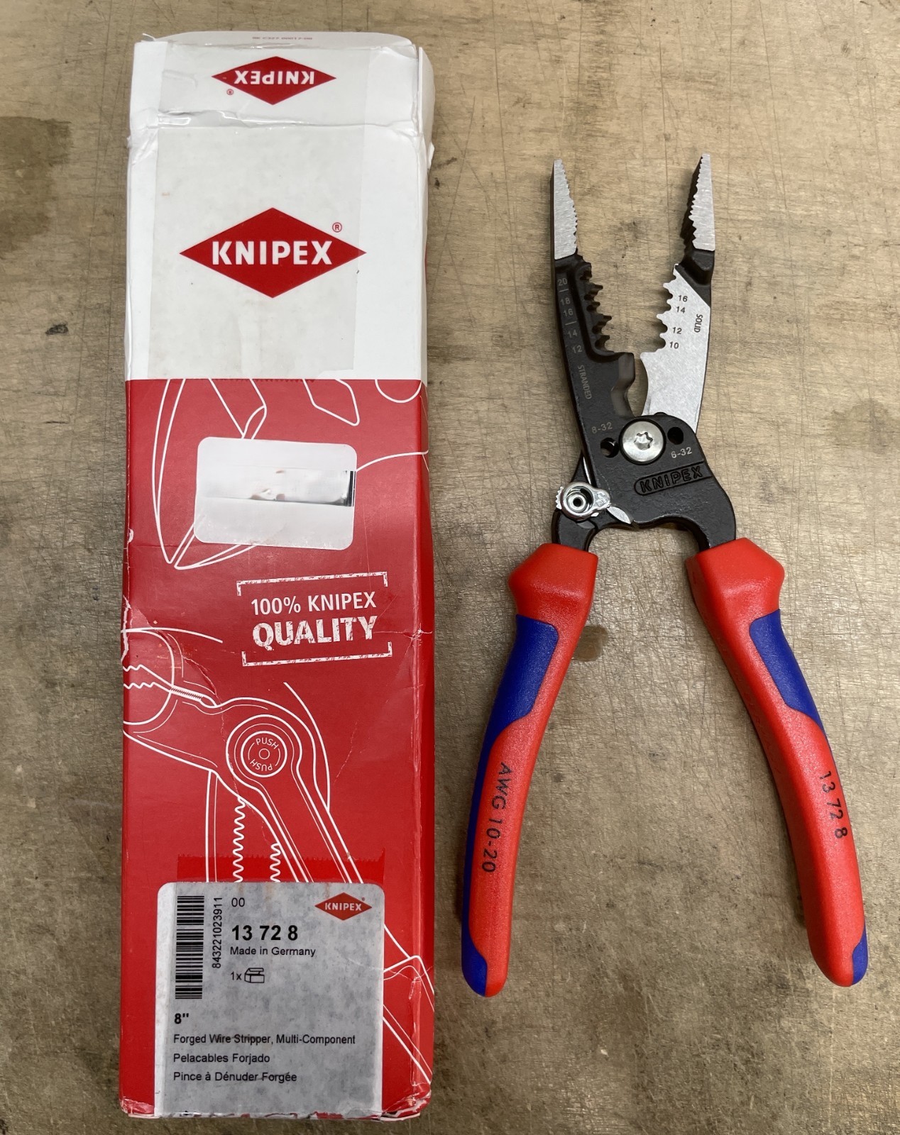Knipex 13 72 8 8″ Forged Wire Stripper, Multi-Component 10-20 AWG
