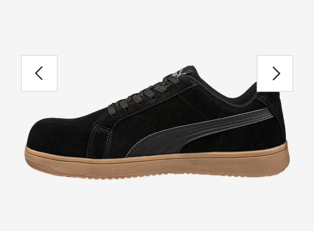 PUMA Men’s Iconic Suede Low Composite Safety Toe Work Shoes Black, Size 13