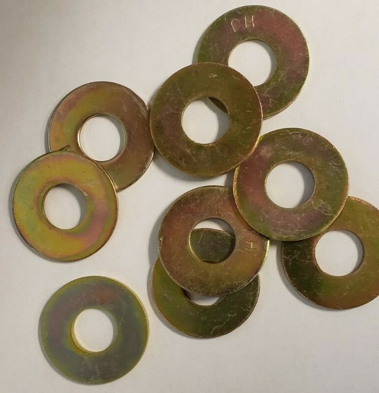 1″ USS Flat Washers Thru-Hardened Yellow Zinc