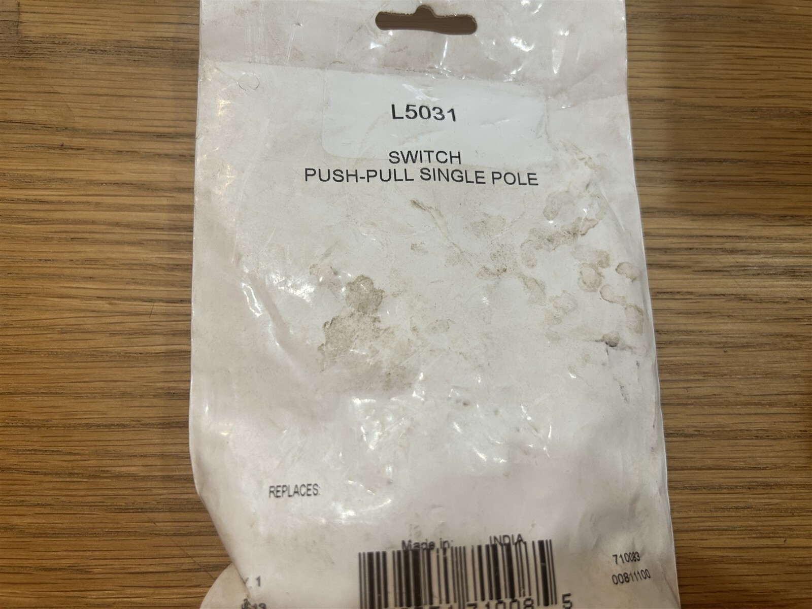 Tisco New Old Stock Part # L5031 SWITCH PUSH-PULL SINGLE POLE