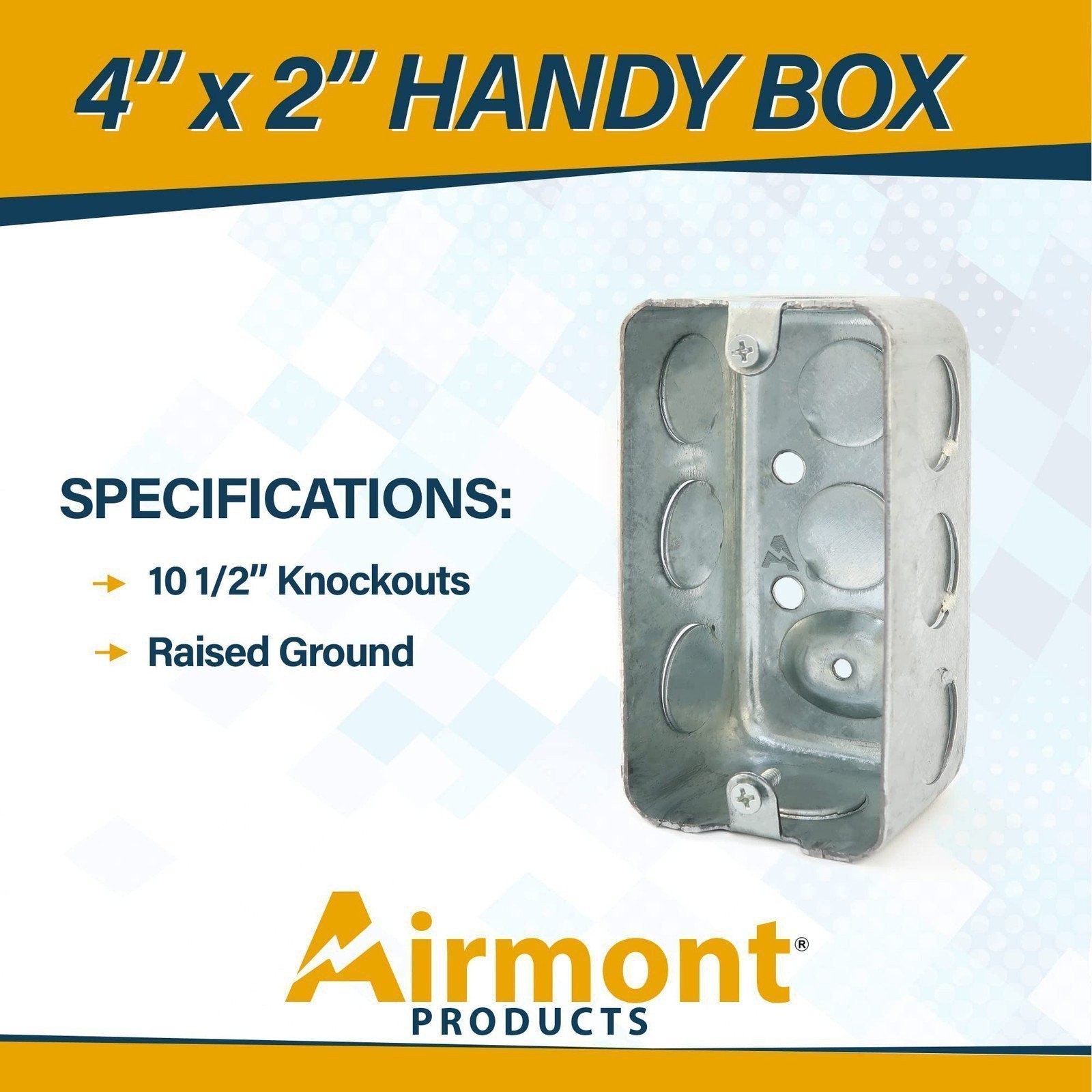 (10 Pack) 4 x 2 Inch Single-Gang Metal Handy Electrical Box, 1-7/8″ Depth,…