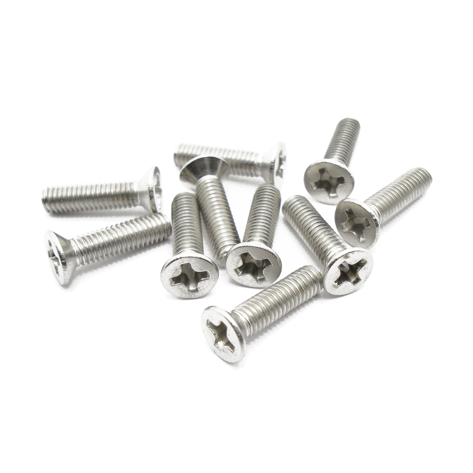 M3 x 12mm, Phillips Flat Head Screws, Steel, Nickel Plated