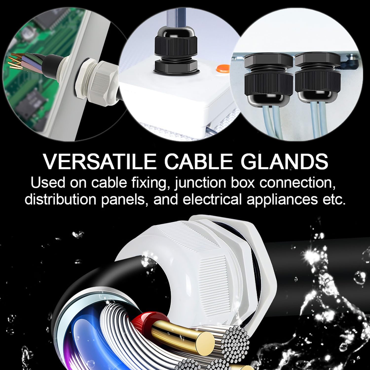 10 Pack NPT 3/8″ Waterproof Adjustable 5-10mm Cable Glands Nylon Joints