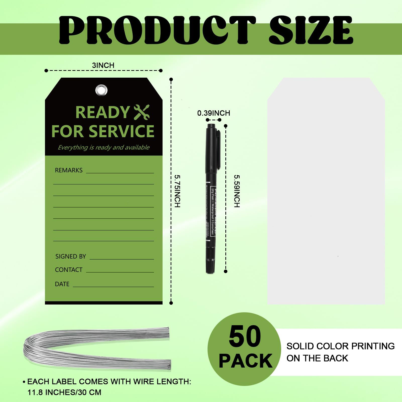 50PCS Ready for Service Tags 3″ x 5 3/4″ Service Repair Tags with Wire Servic…