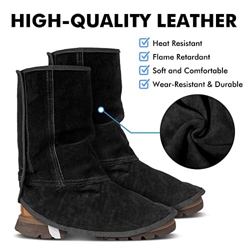 Leather Welding Spats – Flame and Abrasion Resistant Welding Boot Covers – Fu…