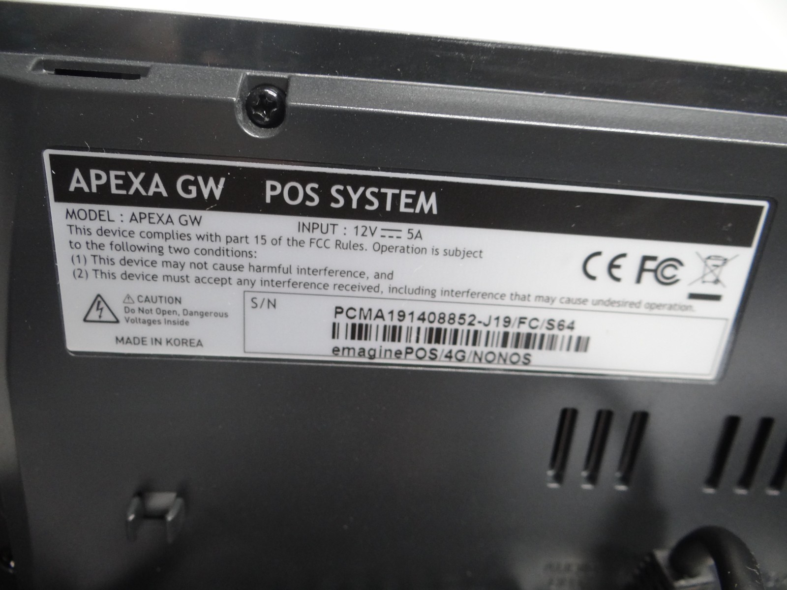 SpotOn Apexa GW 15″ Point Of Sale System Terminal Tested 128GB SSD