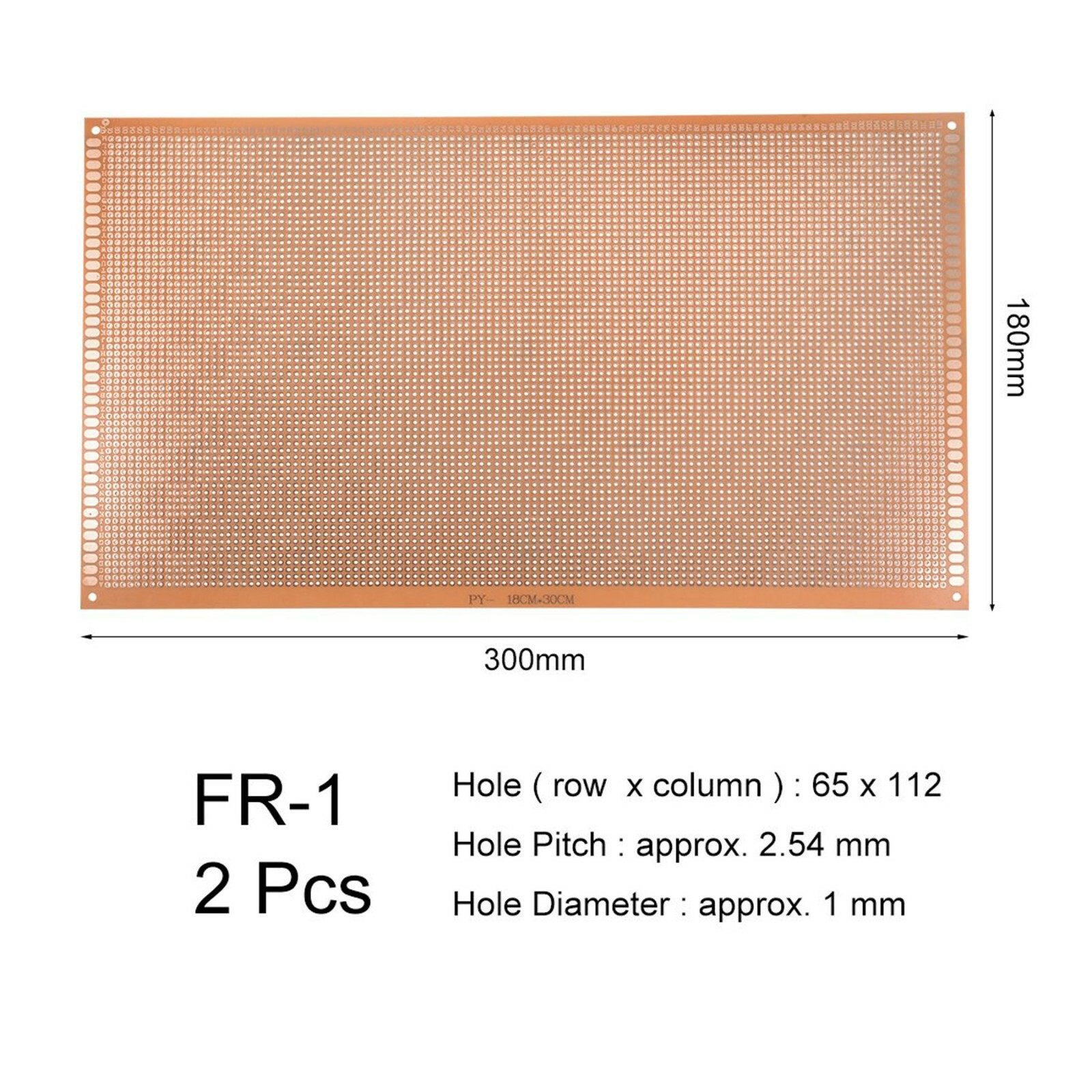 2pcs Prototype Perforated PCB Universal Bread Board 18 x 30cm Sigle Side Copper