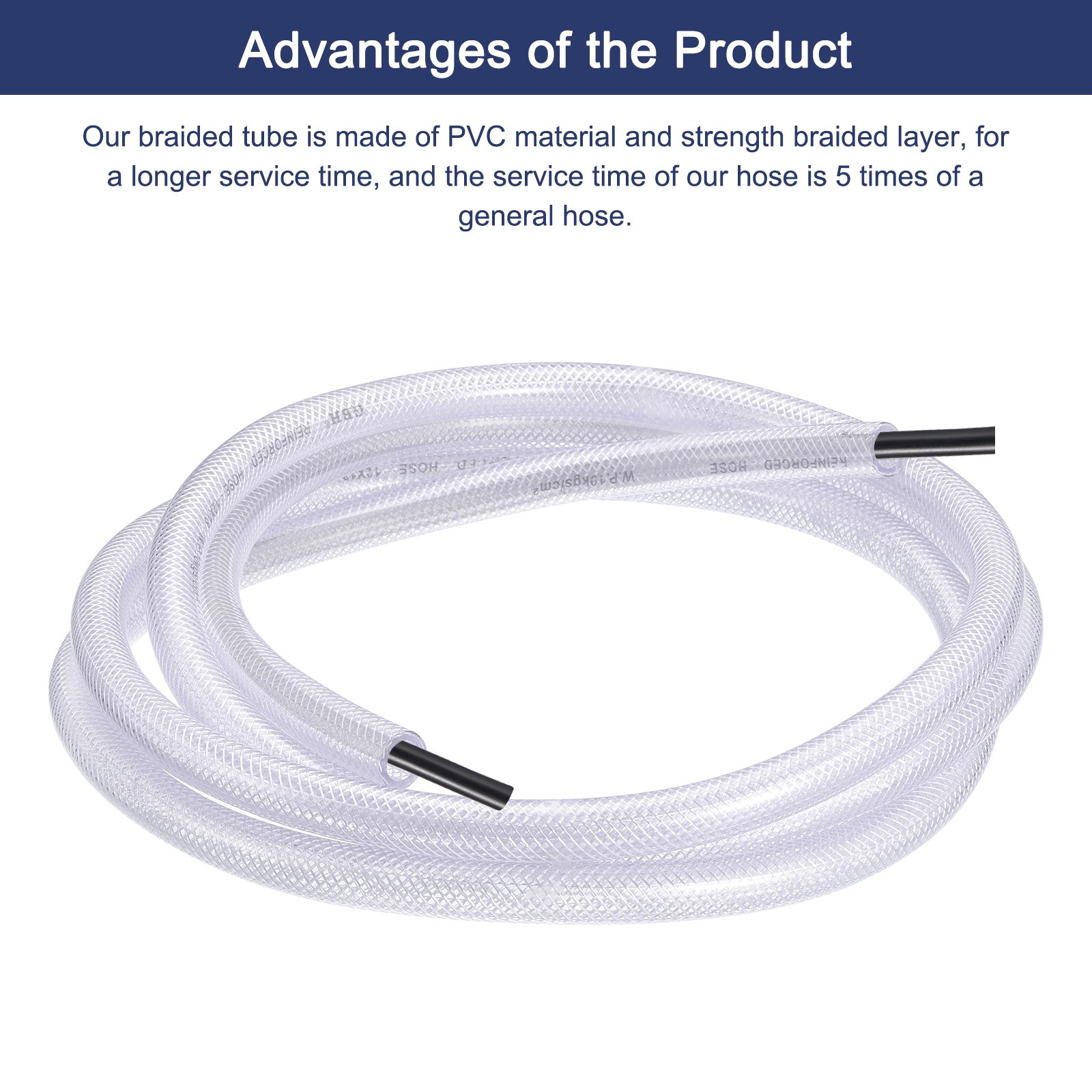 5/8″ ID x 7/8″ OD 10 Ft/3 meters Tube Braided Reinforced Tubing Hose Pipe