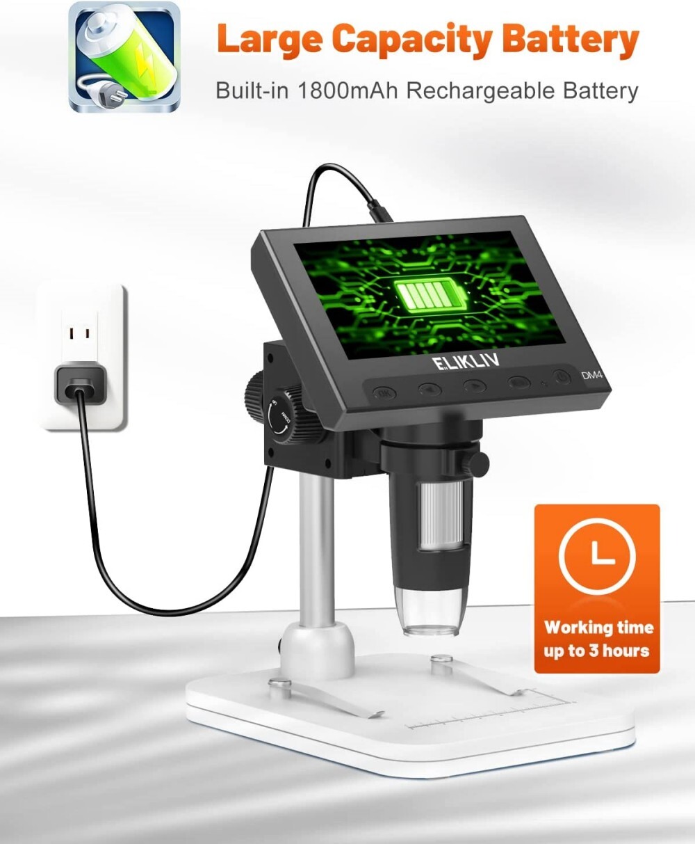 Elikliv 4.3″ Coin Microscope Digital 1000x USB Soldering Microscope for Adults