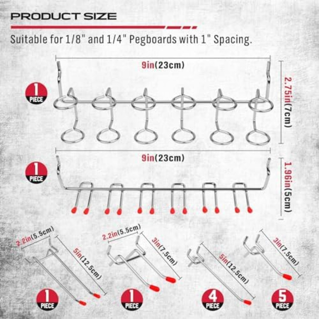 Ultimate 121-Piece Pegboard Hooks Set, Pegboard Accessories with Metal Hooks, Du
