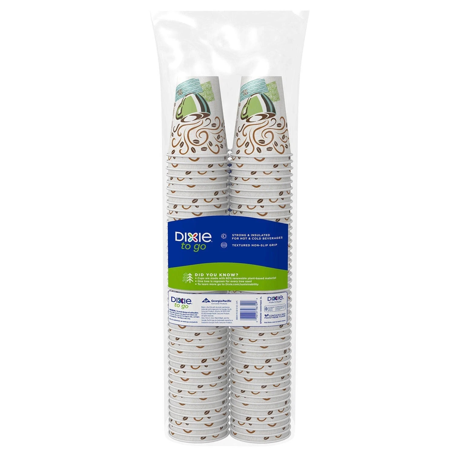 Dixie 12 oz PerfecTouch Insulated Paper Hot Cold Coffee Haze Cup 176 cups