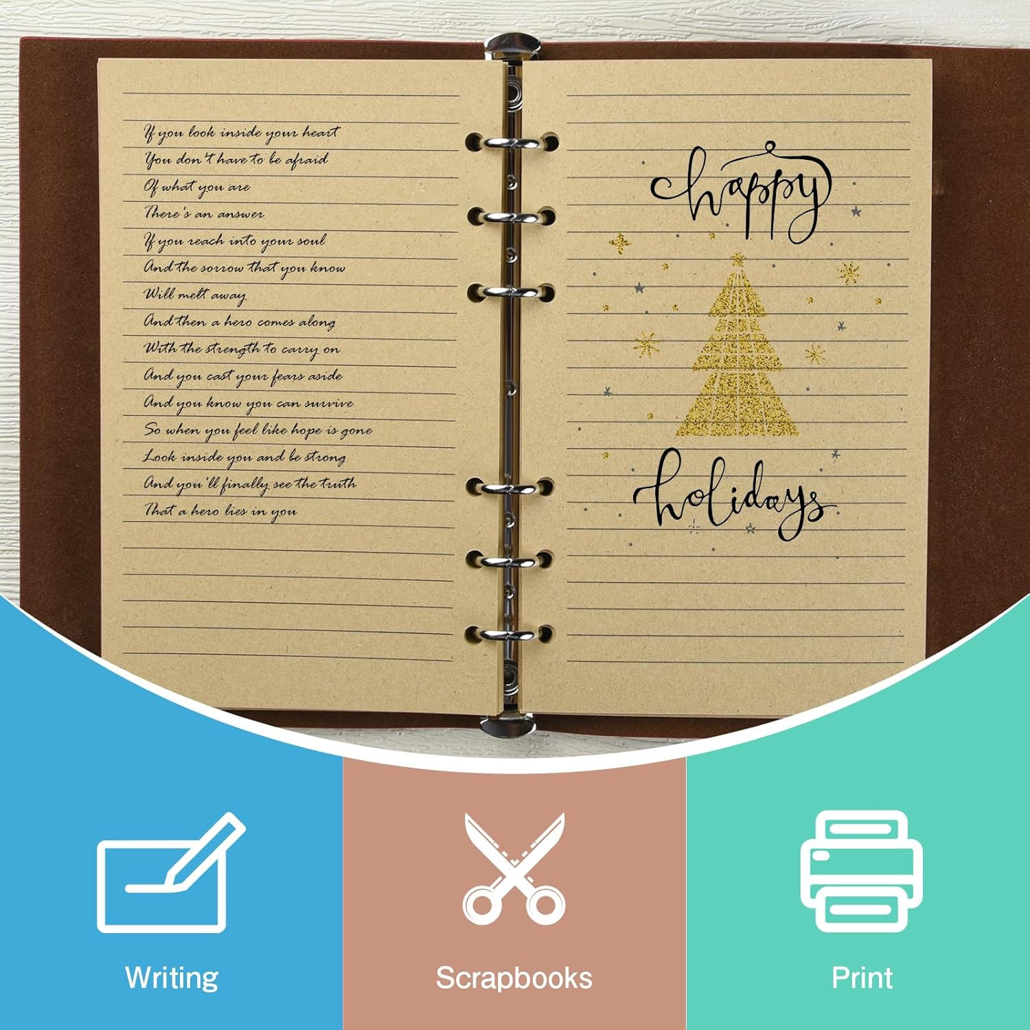 Refills Lined Paper, Refillable A6 Paper for 5X7 Journal Notebook Inserts 200 L