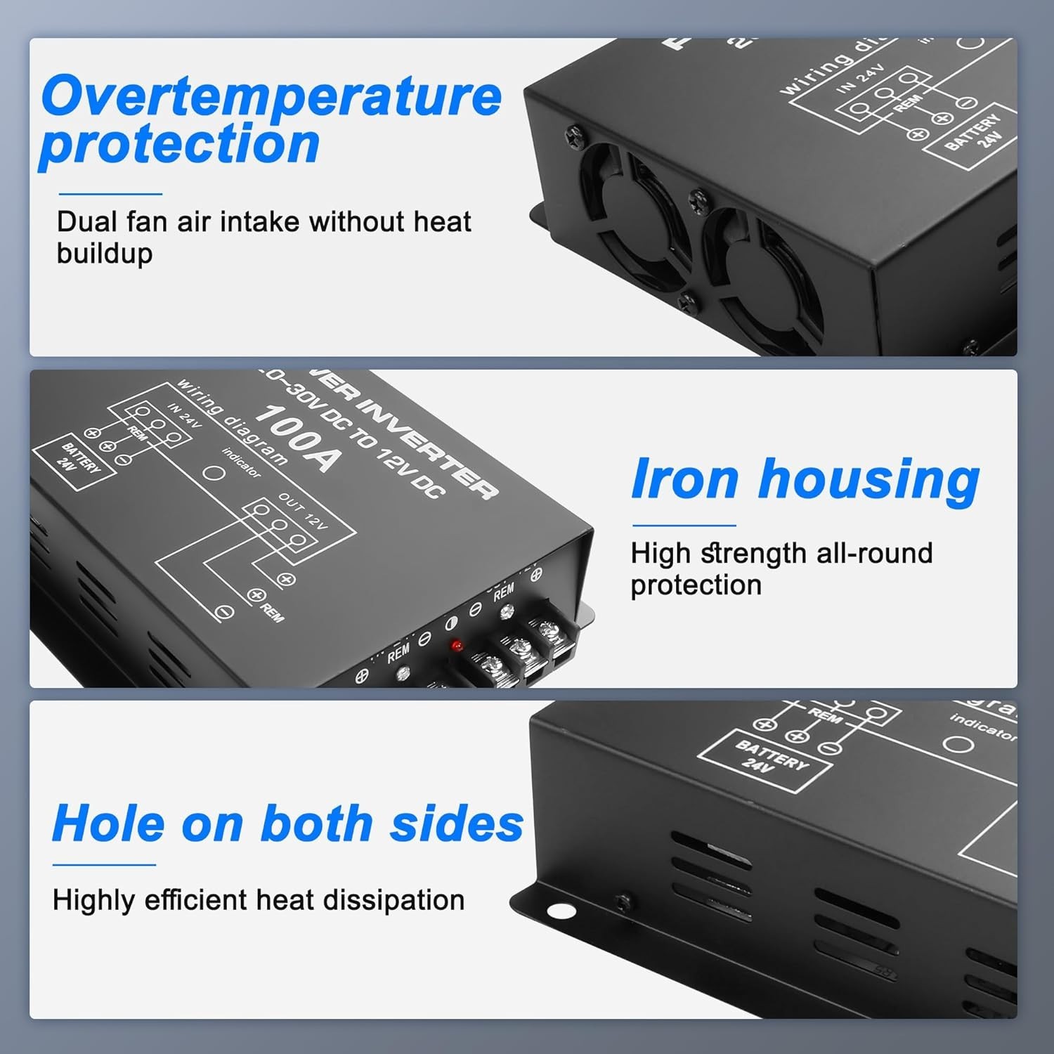 24V to 12V DC Step-Down Converter 100A 1200W for Car Truck Vehicle