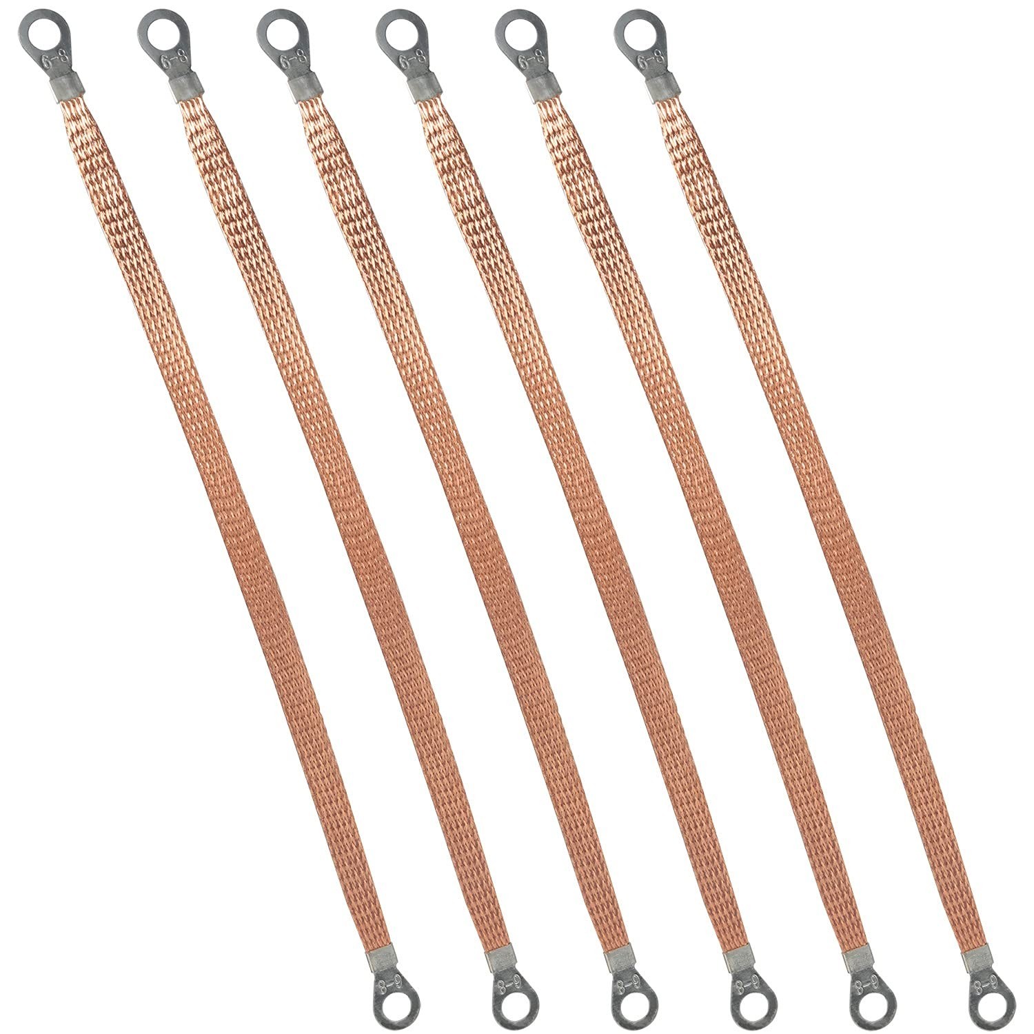 6pcs Oxygen-Free Copper Braided Ground Straps – 11.8 Inch Versatile Wiring
