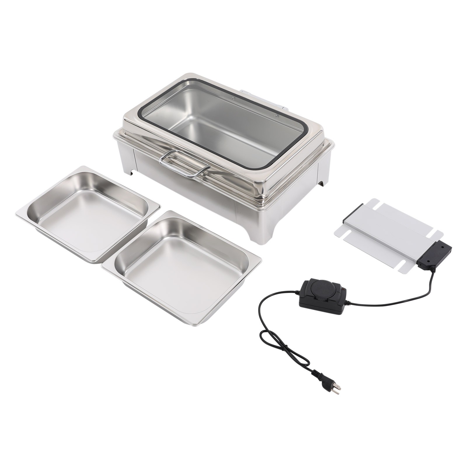 400W 9.5QT 2 Tray Stainless Steel Chafer Chafing Dish Catering Food Warmer Hotel