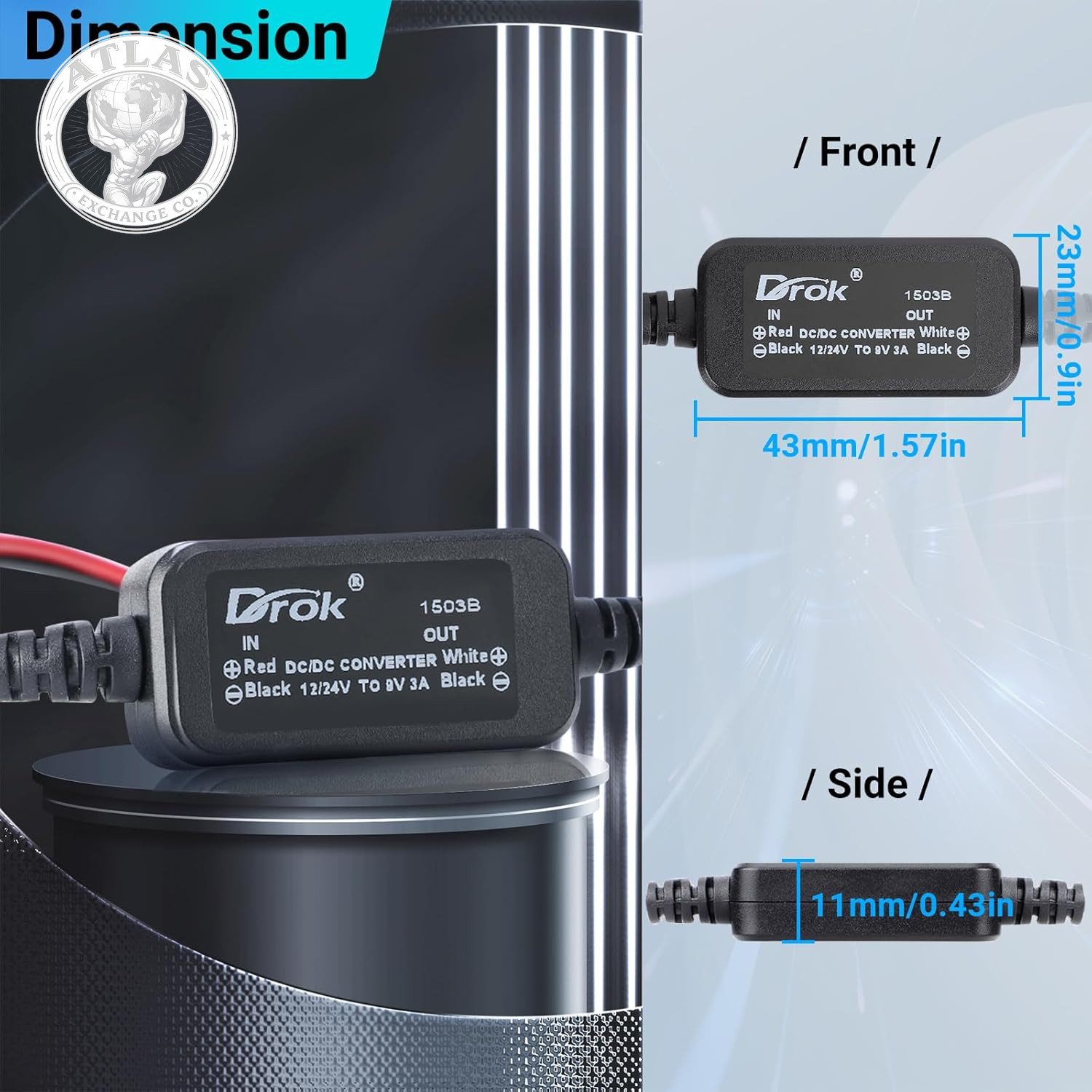 DROK 12V to 9V DC Converter, 11-32V to 9V 3A DC Buck Converter, Voltage Regulato