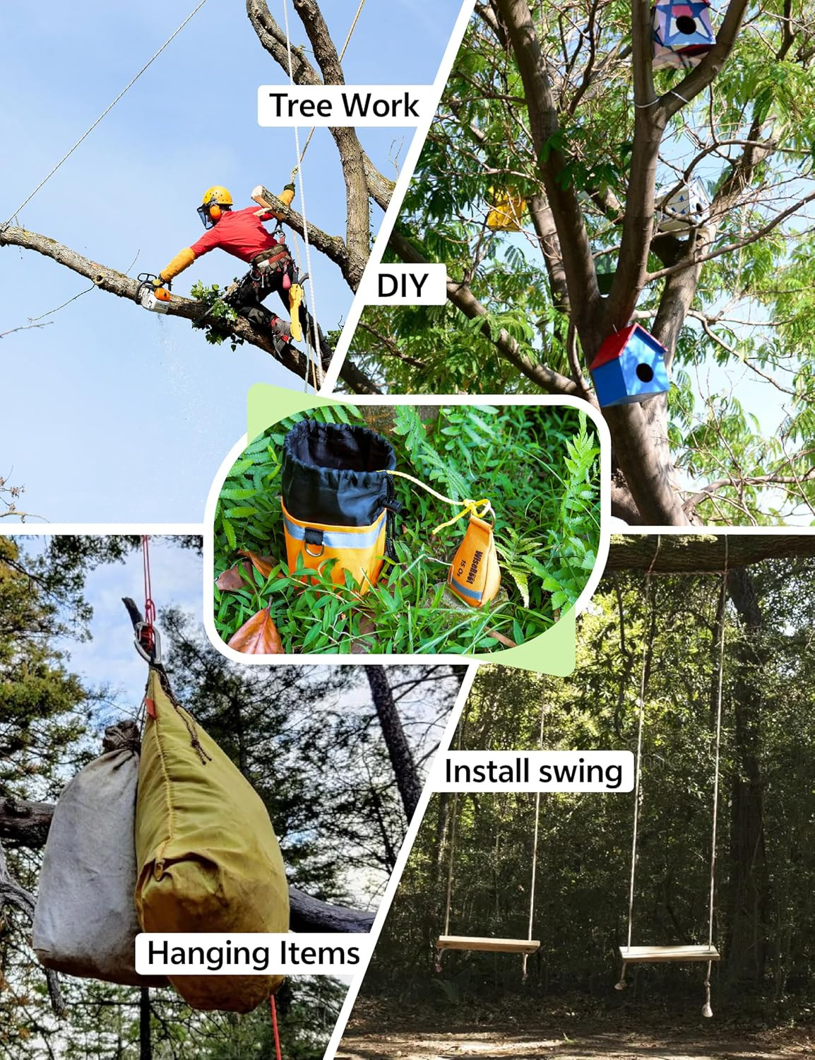 Arborist Throw Line Kit: Ultra Slick Throw Rope & 11/15Oz 900D Throw Weight w…