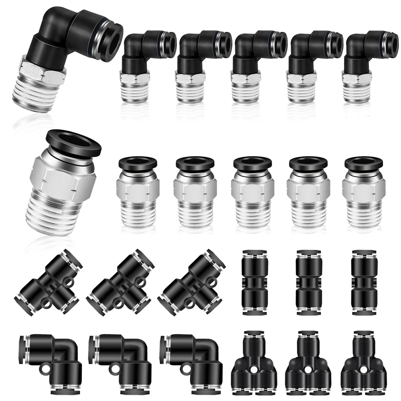 24 PCS 1/4 Push To Connect Fittings 1/4 Inch Tube OD x 1/2 Inch NPT Thread