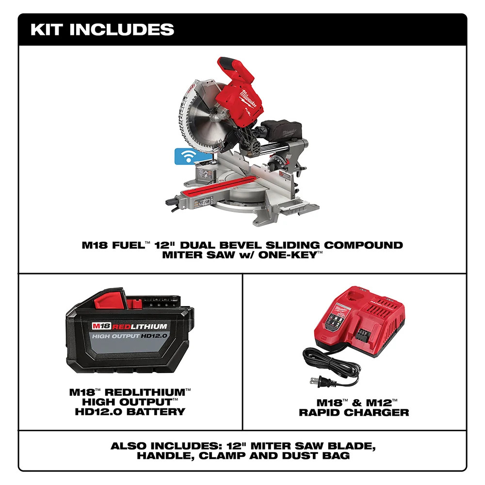 Milwaukee 2739-21HD M18 FUEL 18V 12″ Dual Bevel Sliding Compound Miter Saw Kit