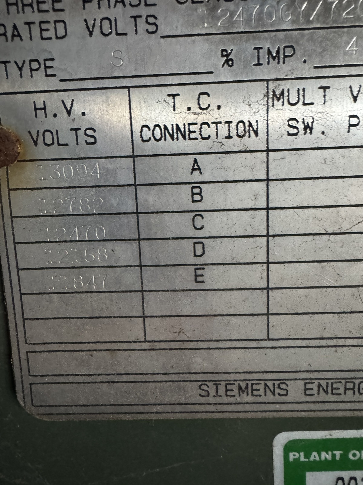 Siemens 500 KVA Pad Mount Transformer 12470GY / 7200 – 208Y / 120 w/ Taps