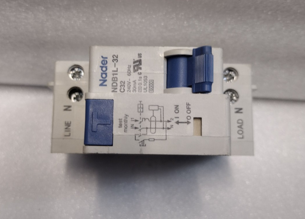 Nader NDB1L-32 /C32-240V DIN Rail Mount Ground Fault Circuit Breaker