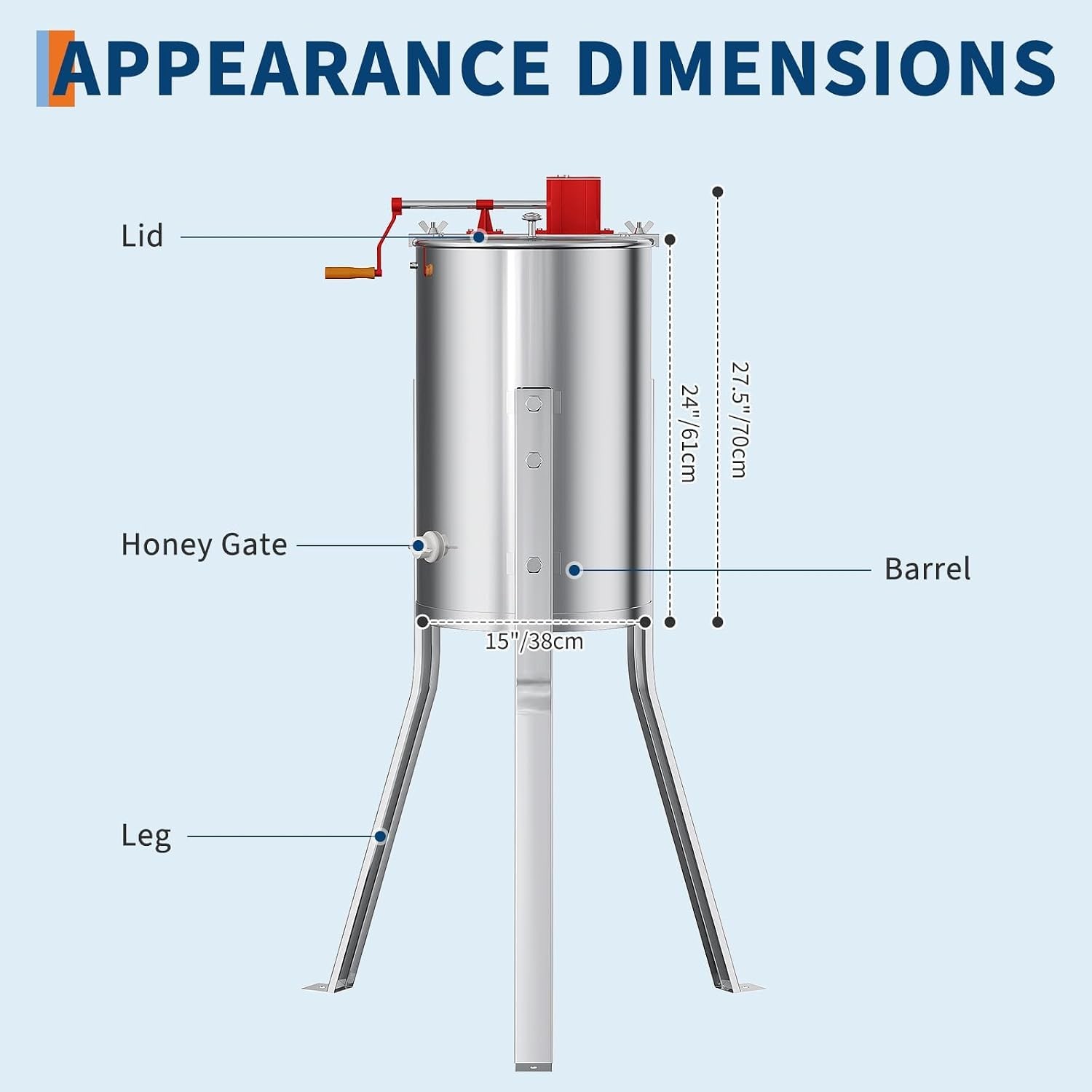 Stainless Steel Honey Extractor 2-4 Frame Manual Spinner Beekeeping Centrifuge