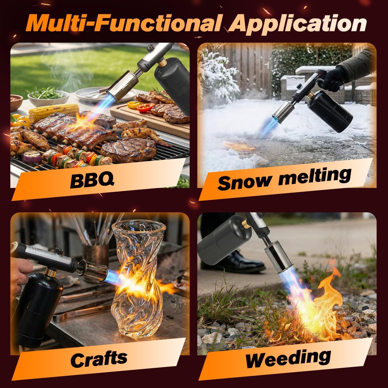Saker Propane Torch,3272°F High Heat Adjustable Flame Thrower Gun with Black