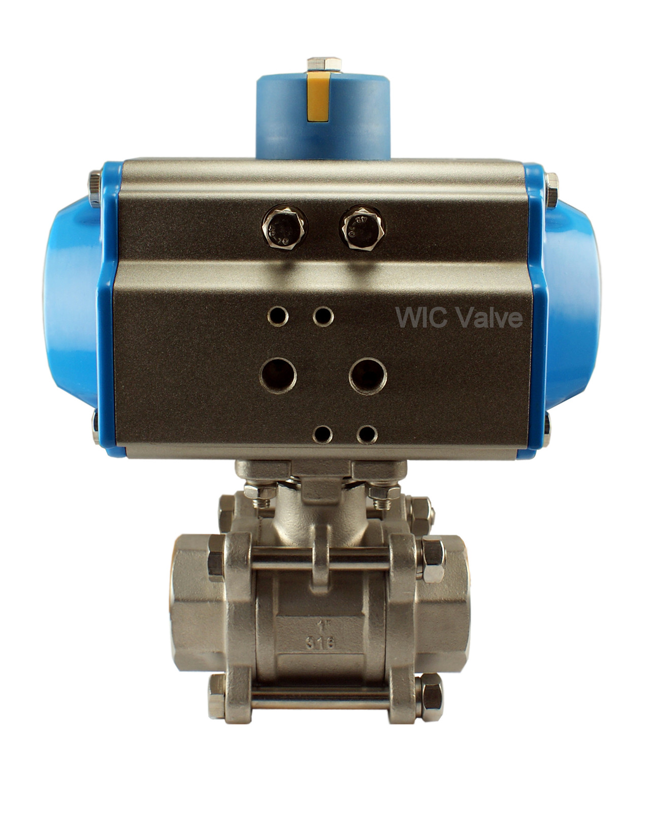 1 Inch Pneumatic Air Actuated Stainless Ball Valve Single Acting Normally Closed
