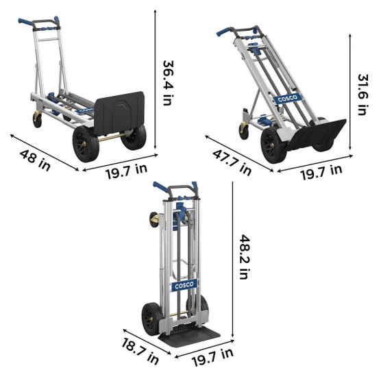 COSCO 5-in-1 Convertible Hand Truck, Position Extendable Handle, Aluminum, NEW