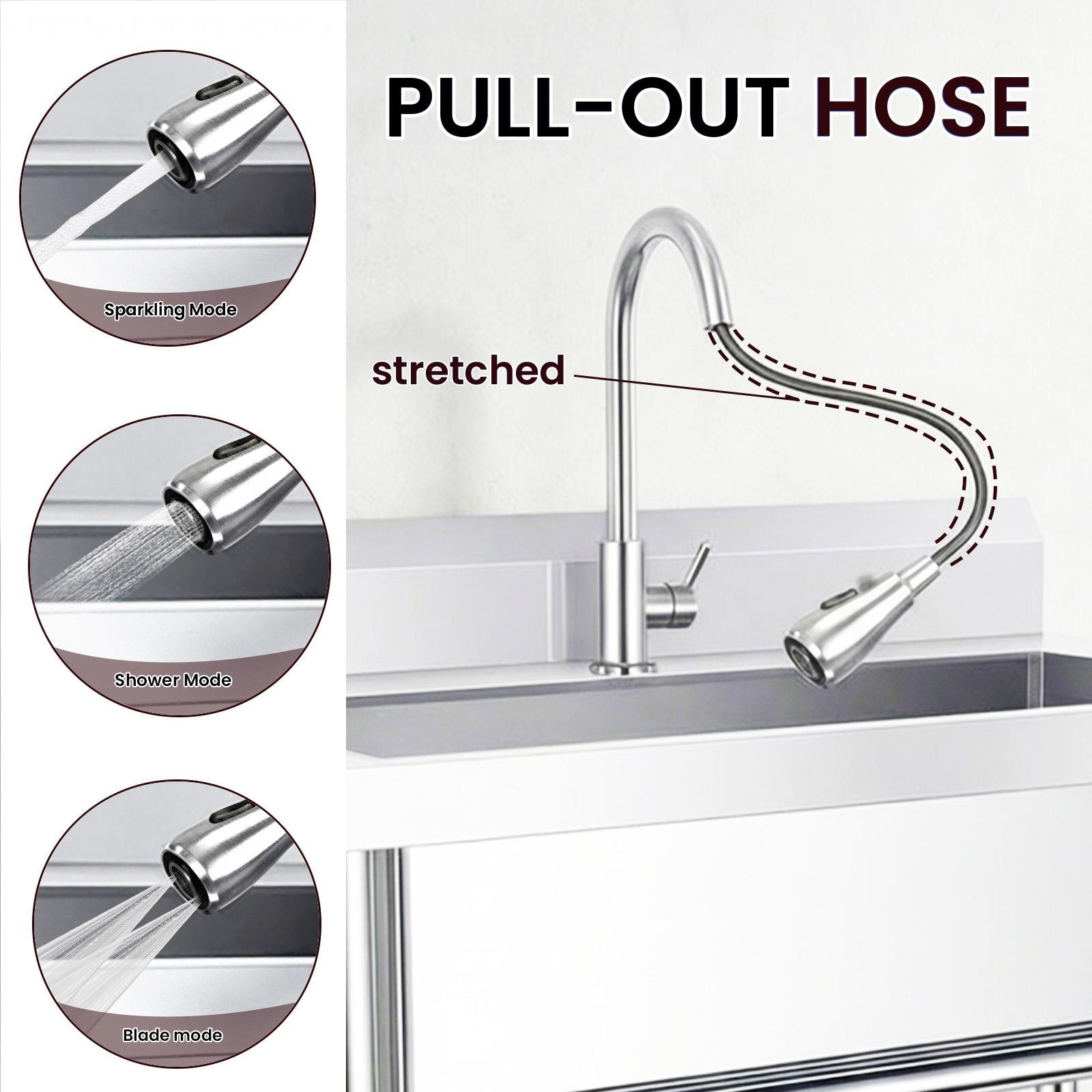 Stainless Steel Commercial Restaurant Sink 40inch Utility Sink w/Pull-out Faucet