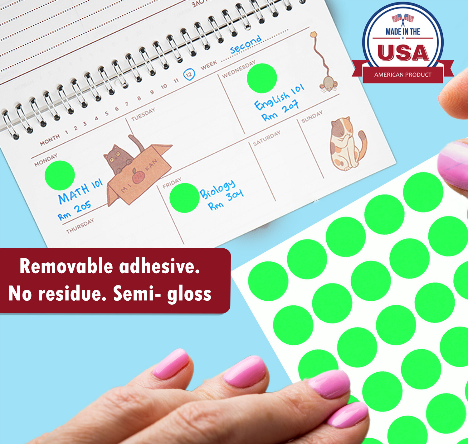 Round Dot Removable Stickers 15mm Assorted Color Coding Circle ~ 5/8 Inch Labels