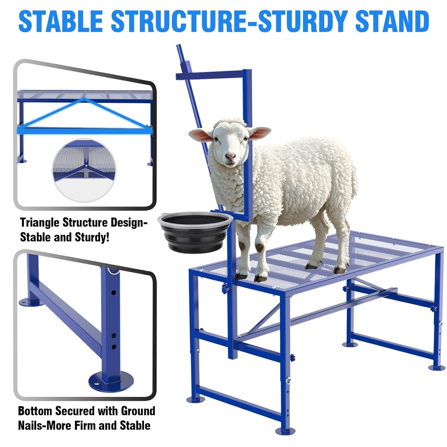 Goat Milking Stand with Removable Feed Bin, 600LB Heavy Duty Goat Stand for Hoof