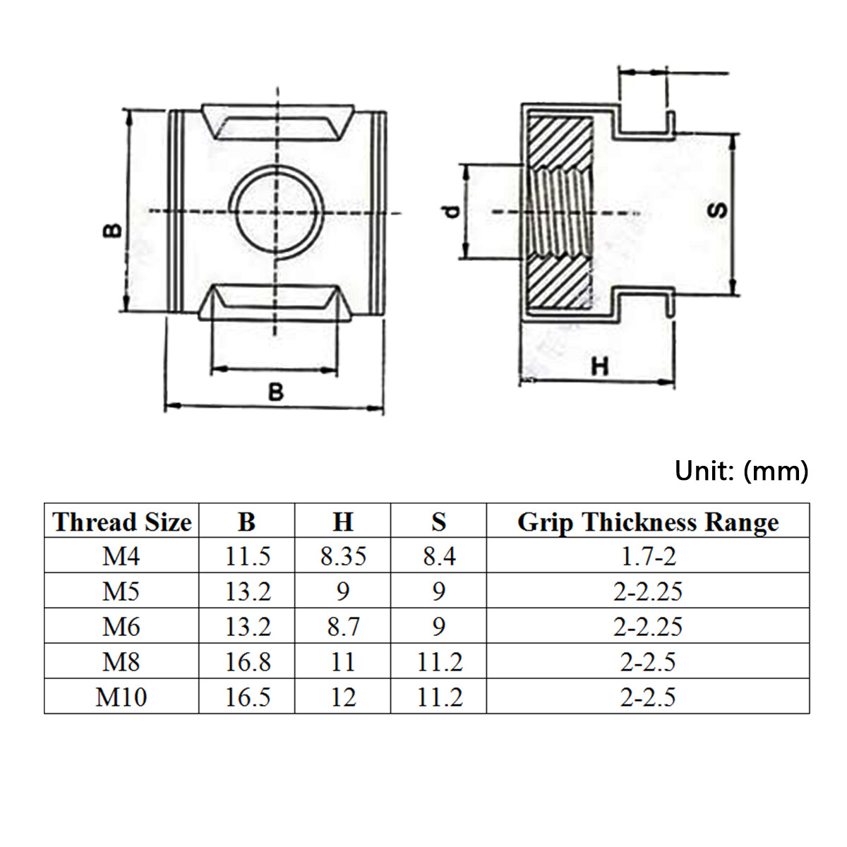 Cage Nuts M4 M5 M6 M8 Cabinet Nuts Rack Nuts 201, 304 Stainless Steel Color Zinc