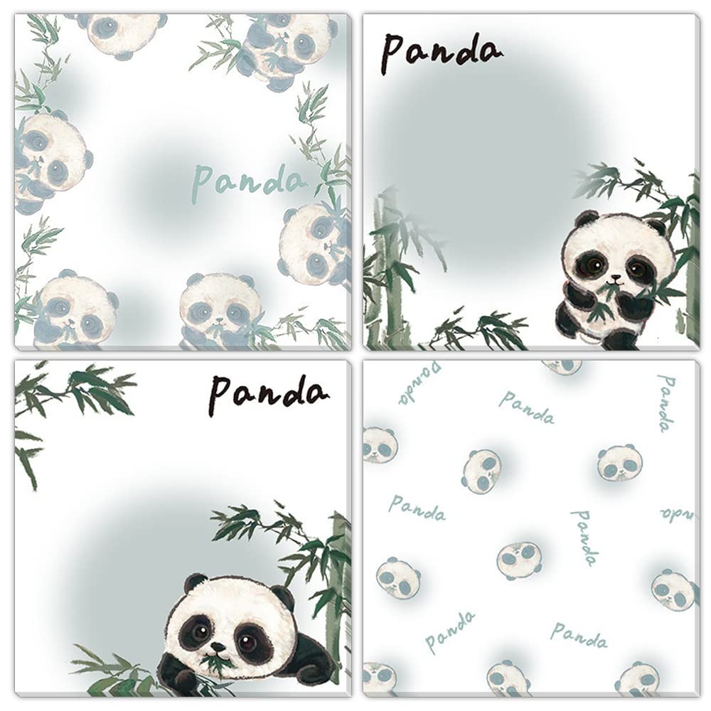 8 Pack Cute Panda Sticky Note,400 Small, Blackish Green, Black and White