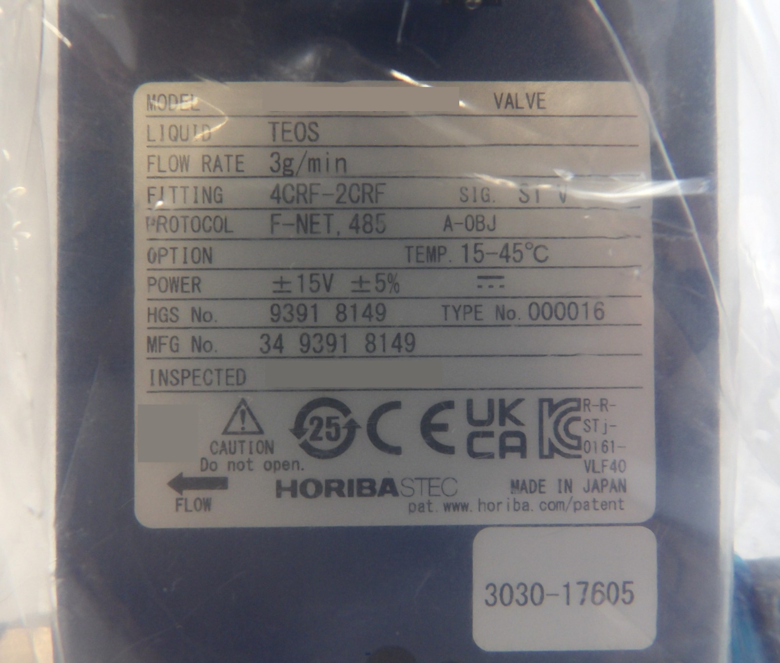 Horiba STEC LF-F40M-A-EVD1 Flow Control AMAT Applied Materials 3030-17605 New