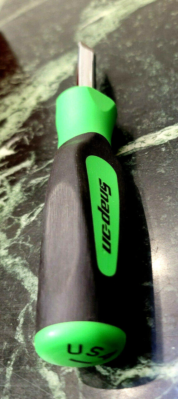 New Snap-on ™ Large Marine Aircraft Flat Slot Plug Screwdriver GREEN Hard Handle