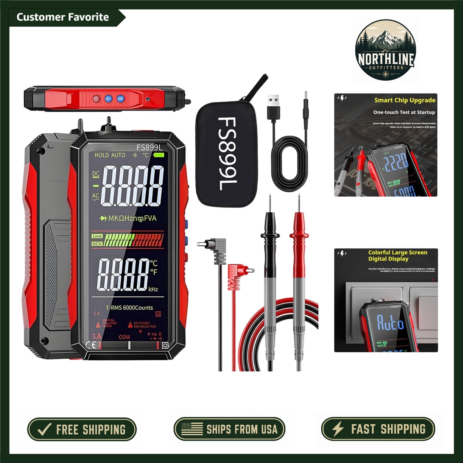 Upgraded FS899L Digital Multimeter – Large Backlit Display & Safety Certified