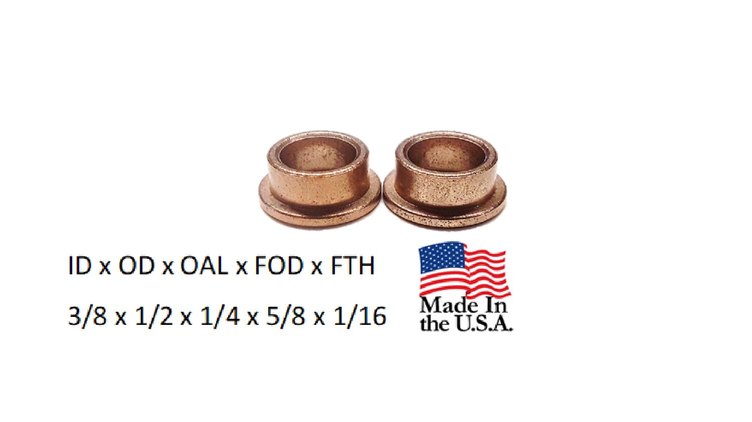 2pc, American Bronze, 3/8×1/2×1/4×5/8×1/16, Made In USA Flanged Bronze Bushing