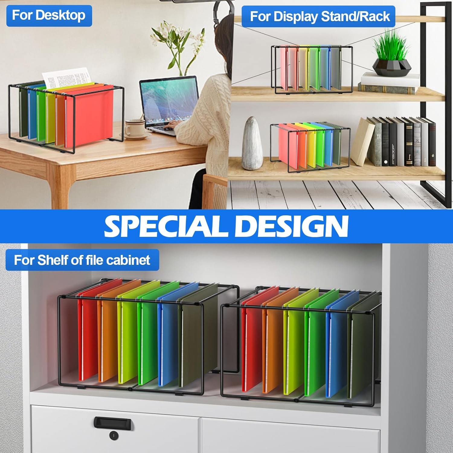 Legal/Letter Size Hanging File Folder Frame,9.45″ H Hanging Files Holder,Desk