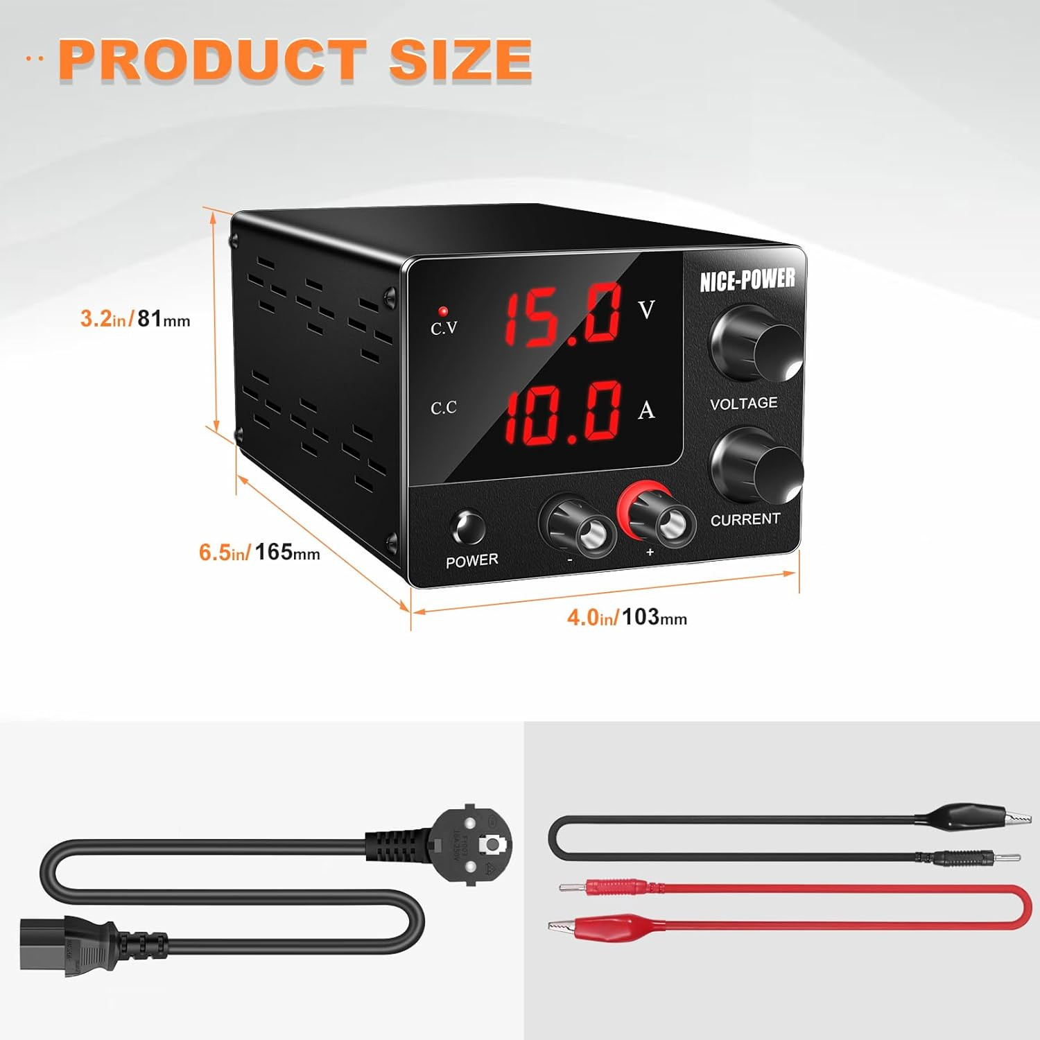 NICE-POWER DC Power Supply Variable 0~30V 0~10A, 3-Digits LED Display Current an