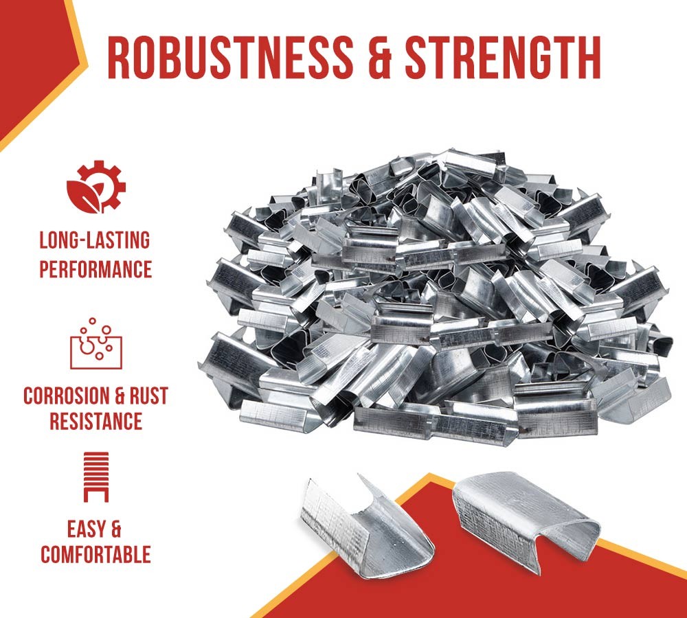 2000Pcs Open Snap-on Strapping Seal 1/2″ Steel Strapping Superior Holding Power